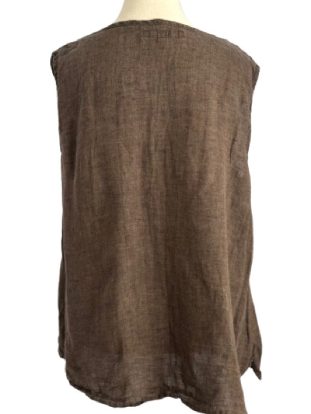 Flax Women’s Linen Tank Top L Brown Lagenlook Boho Minimalist Loose Fit - Picture 7 of 7